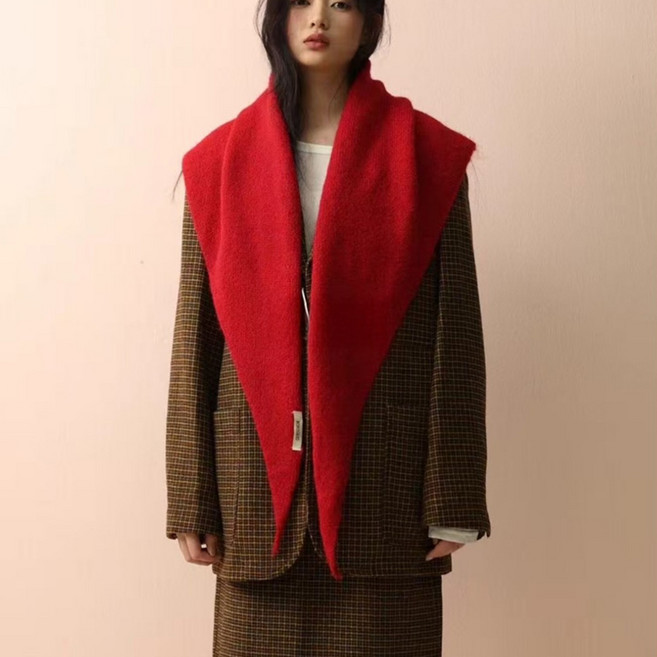 별맘 무지 머플러 삼각 니트숄 레이어드 스카프