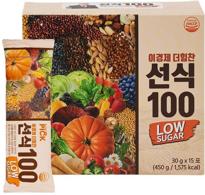 이경제 더힘찬 선식 100 1박스(15포) 저당선식 아침식사대용, 15개, 30g
