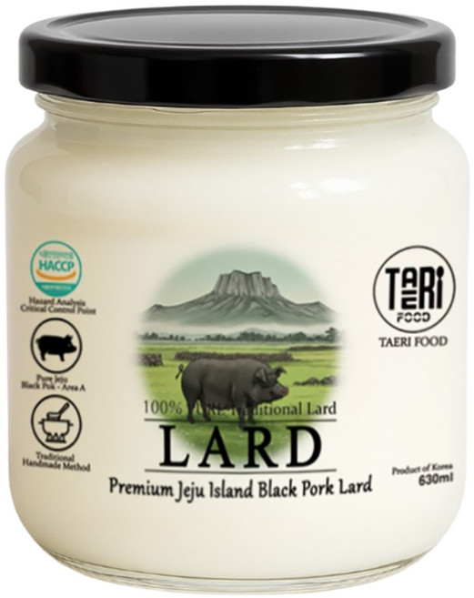 TAERIFOOD 제주 프리미엄 흑돼지 라드유 (HACCP), 2개, 630ml