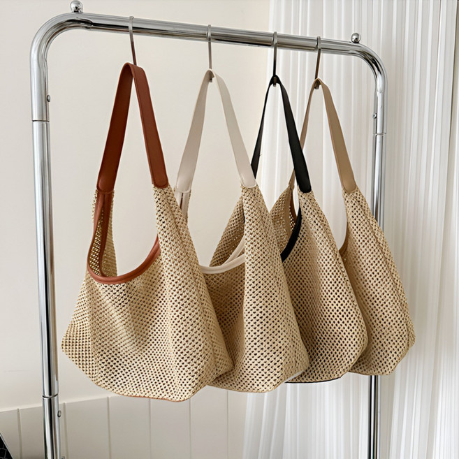 빅스테퍼 라탄백 여름 가방 여성 네트백 그물가방 왕골 숄더백