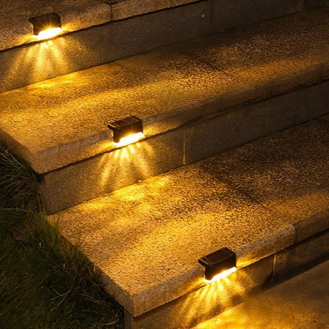 오이키 계단등 태양광 엣지등 태양열 야외 부착식 정원 조명 8p, 노란빛