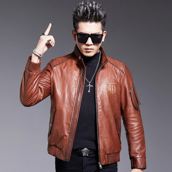 남자 소가죽자켓 슬림핏 라이더 스탠드 칼라 가을 겨울 아우터 남자캐킷 재킷