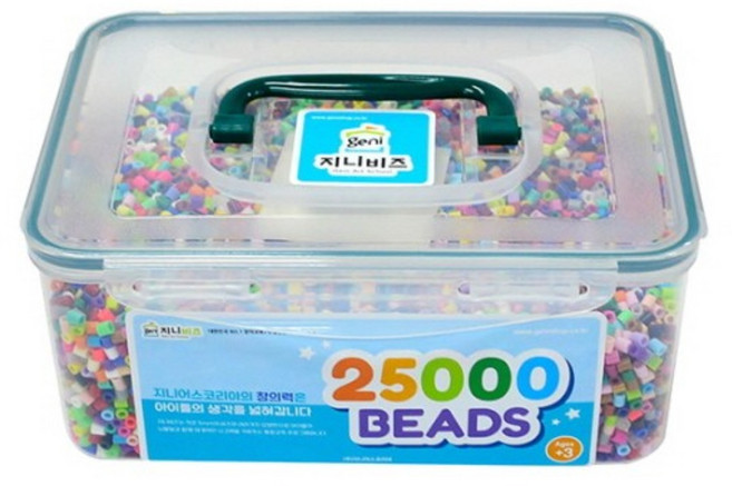 사은품과 특별할인 지니비즈 대용량 혼합비즈(멀티믹스) 25000비즈_컬러비즈 펄러비즈 비즈공예, 1개, 혼합비즈