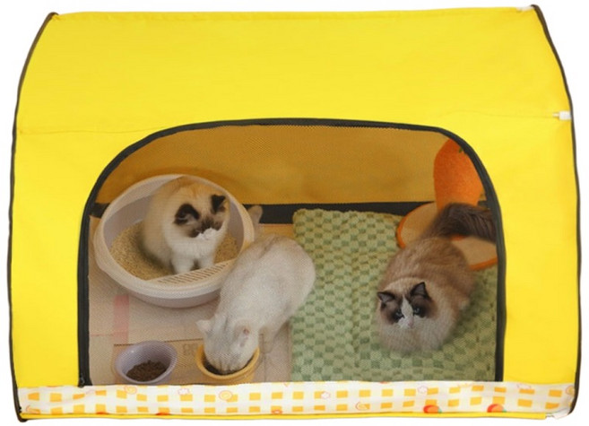헤이만바 펫 룸 분만실 산실 강아지 고양이 반려동물 출산 텐트하우스, 1개, 노란색