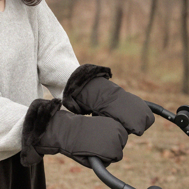 뚜뚜 유모차 웨건 방수 장갑 방한 핸드머프, 1세트, 블랙