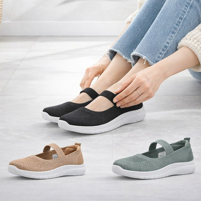 월드컵 여성용 메리제인 밴드 슬립온