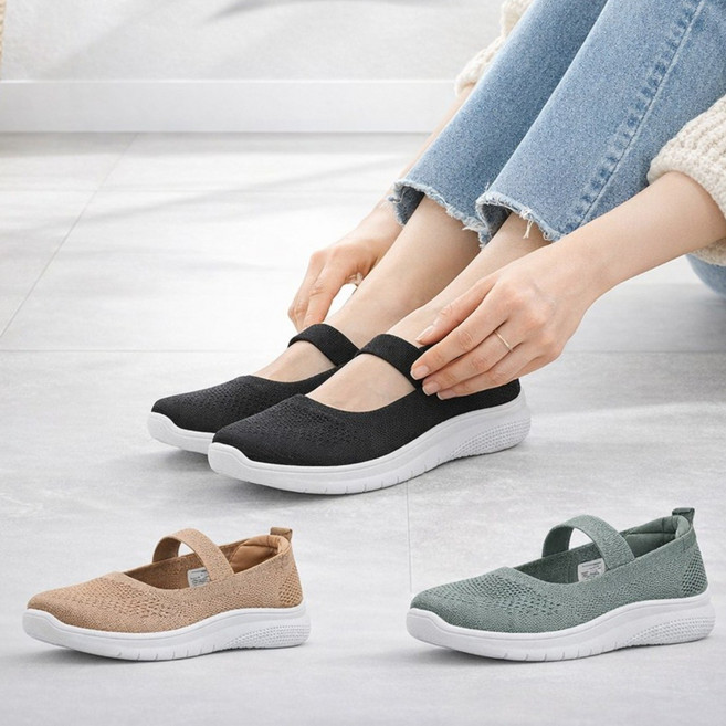 월드컵 여성용 메리제인 밴드 슬립온