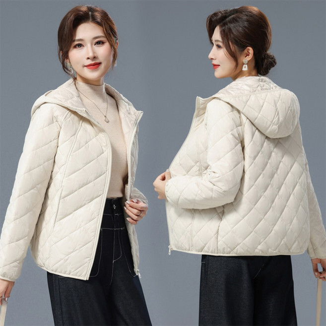 TIMEPURE 여성용 경량 숏패딩 봄 가을 겨울 시즌 착용 가능한 보온성 좋은 후드 아우터 루즈핏 캐주얼 데일리룩 편안한 여자 패딩 자켓