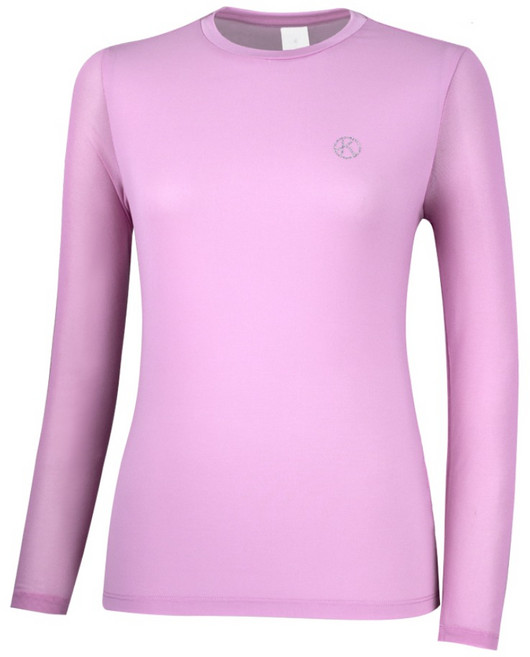 김영주 여성 골프웨어 노엘 망사 기능성 피케 긴팔 라운드 티셔츠 스포츠 상의