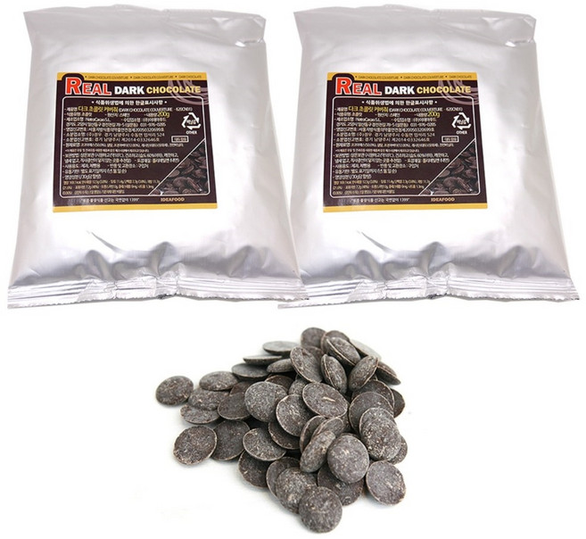 Natra 62% 유럽산 다크커버춰 리얼 초콜릿, 2개, 200g