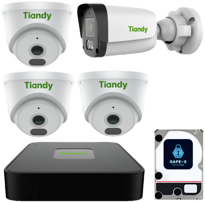 티앤디 IP CCTV 4채널(1TB)CCTV 자가설치 실내 실외 매장 사무실카메라, 녹화기+실내3실외1+HDD1TB+20M케이블4