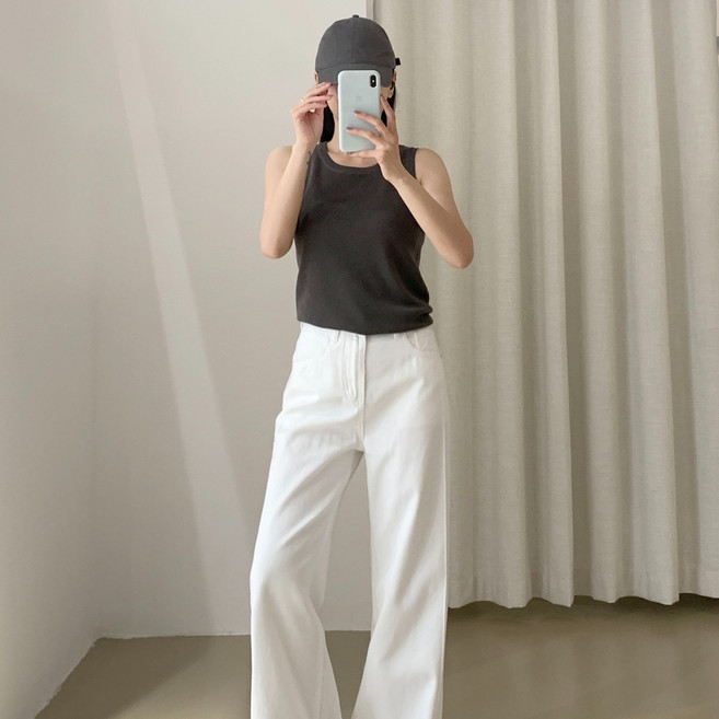 SONOVA 쏘노바 여성 데일리 민소매 라운드넥 소프트 니트 나시탑 기본 레이어드 필수템 이너티