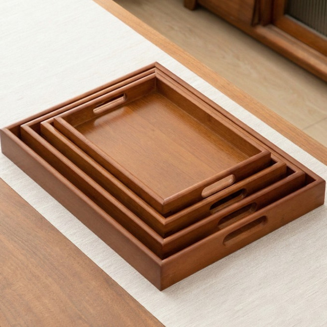 구오빌 대형 손잡이 나무쟁반 직사각 손잡이 우드트레이 월넛 쟁반트레이 고급형, 1개, 애쉬브라운