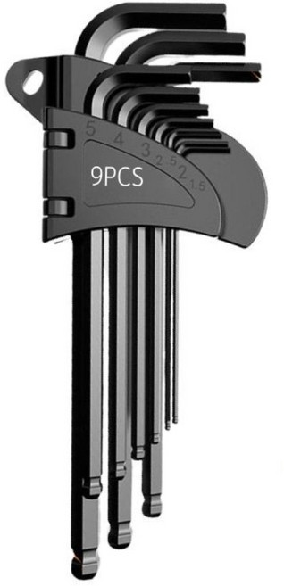 tinduo 블랙 고강도 합금강 Medium 육각 볼렌치 육각렌치 보조 핸들 증정 9종 세트, 1세트