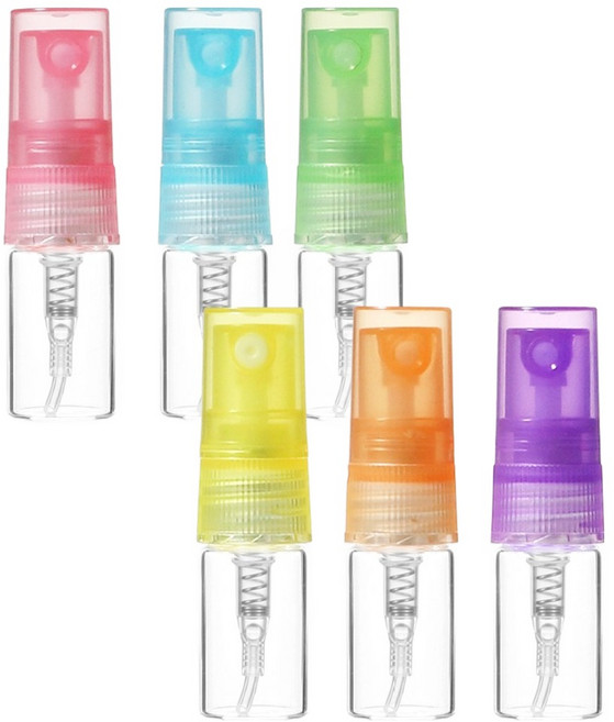 향수용기 PP캡 컬러풀 스프레이 각색 2ml 유리공병 휴대용, 보라, 1개