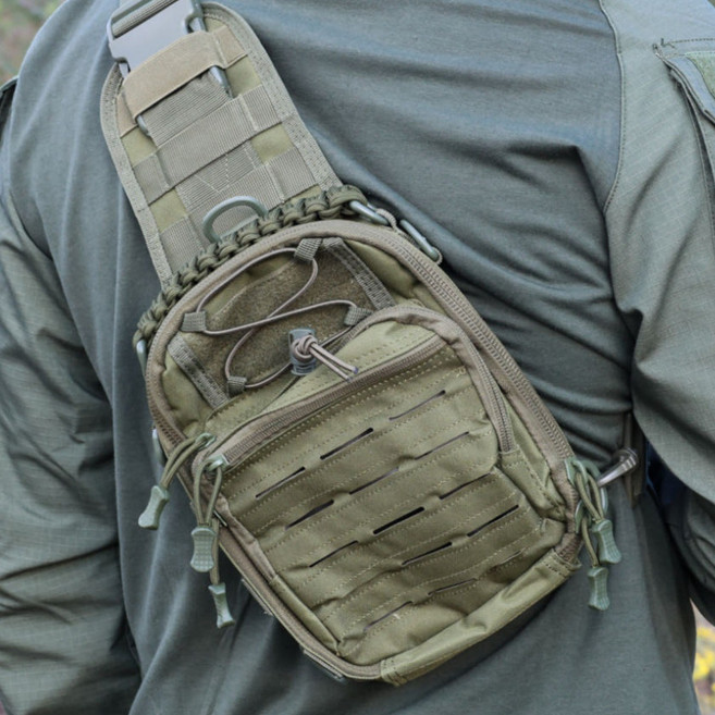 [워키트] 밀리터리 그린 슬링백 전술가방 야전 크로스백 아웃도어백