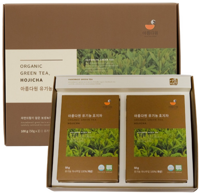 아름다원 유기농 호지차 선물세트, 2개입, 1세트
