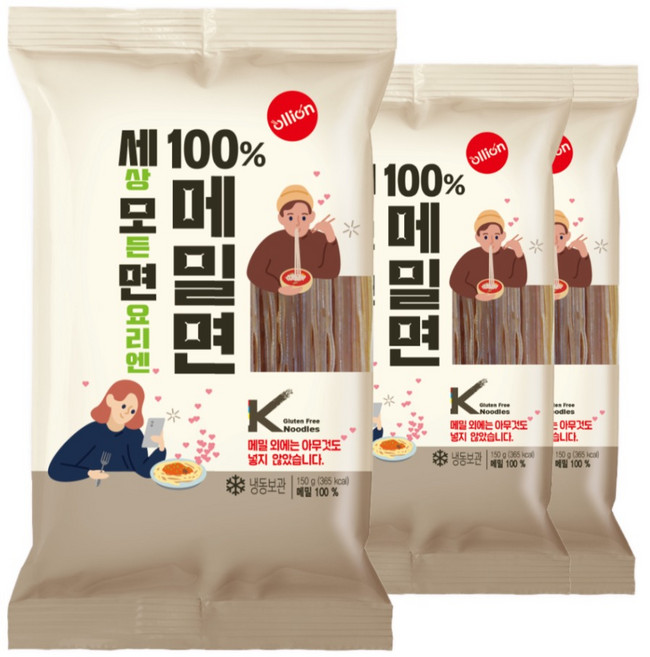 [올리온 공식몰] 세모면 100% 메밀면 입문세트 (메밀면3+쯔유3)