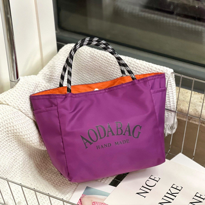 AODA BAG 선명한 컬러 생활 방수 토트백 가벼운 편안한 데일리 나일론 천가방 여성백