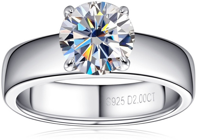 925 순은 2캐럿 모이사나이트 솔리테어 반지 약혼반지 패션 데일리 심플 주얼리 여성 기념일 선물 GRA보증서