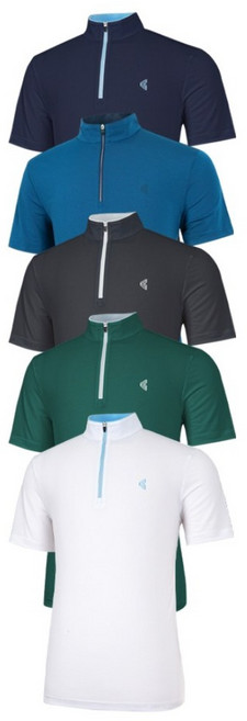 김영주 남성 여름 골프웨어 자카드 집업 쿨썸머 통기성 메쉬 반팔 티셔츠