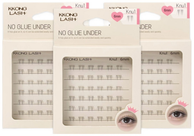 꽁래쉬 노글루 언더래쉬 자연스러운 아래 속눈썹 knu1(글로시), 4개, 7mm