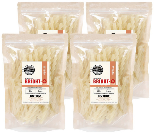 뉴트리오 강아지 브라이트오 치석껌 대용량, 연어살, 250g, 4개