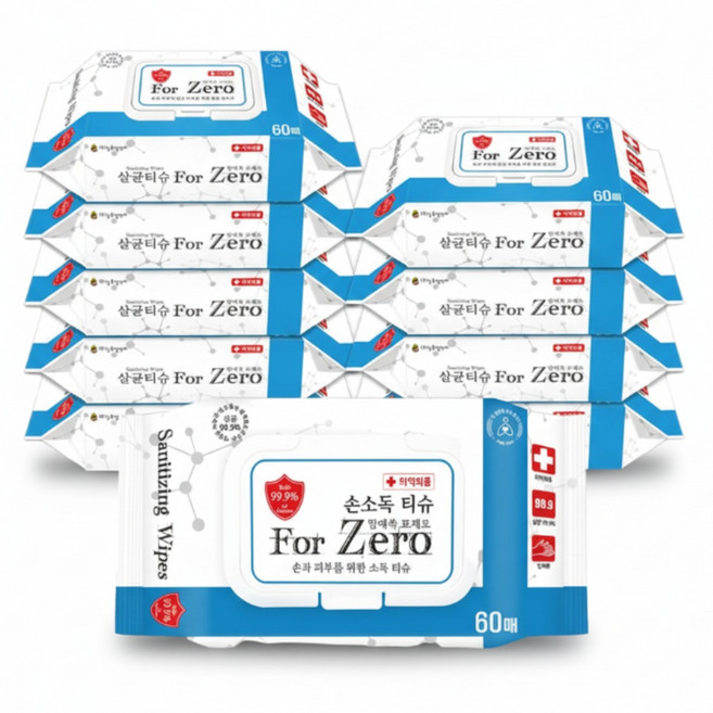 맘애쏙 포제로 살균 손소독 물티슈 캡형, 60매, 10개