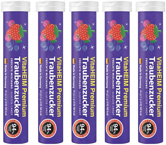 NEW 비타하임 프리미엄 포도당캔디 혼합과일맛 VitaHEIM Premium Fruitiness, 44g, 5개