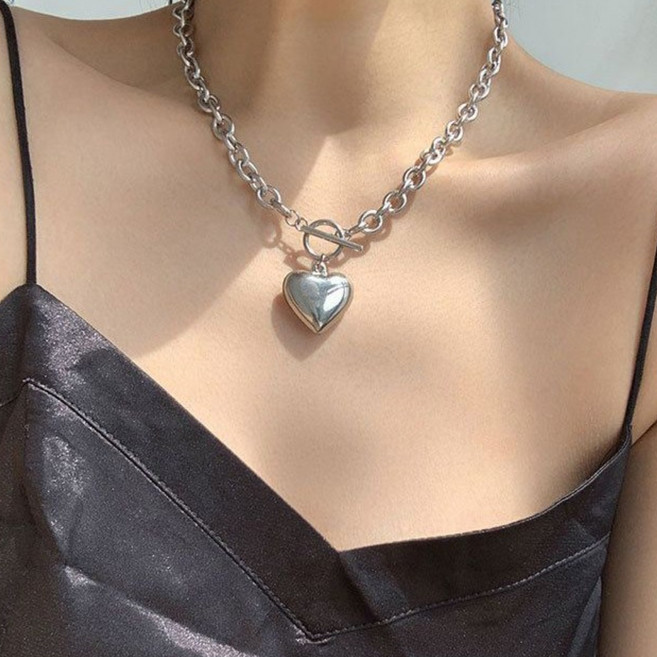 서플라이랩 써지컬스틸 하트 초커 여성용 목걸이