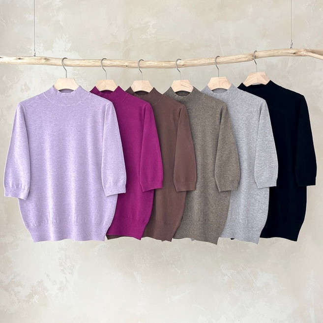 18컬러) 니트코어 여자 봄 가을 간절기 부드러운 베이직 반목 하프목 폴라 반폴라 7부 칠부 니트 니트티 티셔츠 스웨터