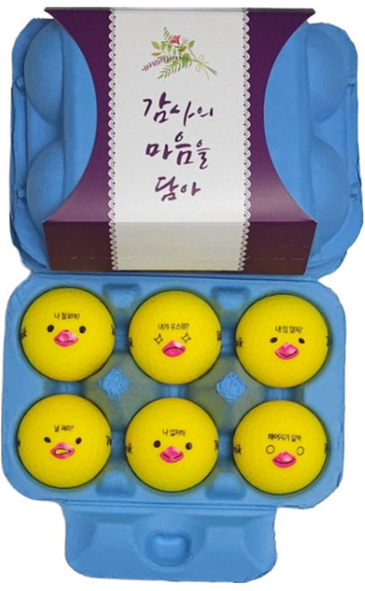 계란골프공 선물 볼빅 무광택 2피스골프공 6구, 1개, 6개입, 옐로우
