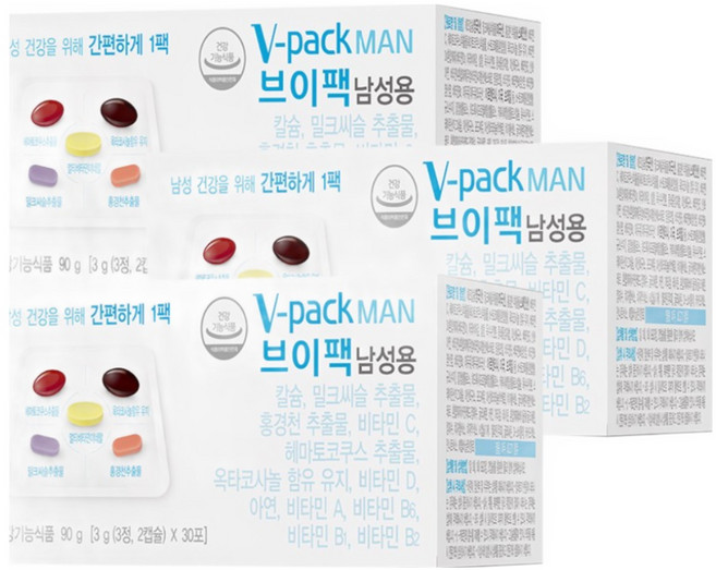 브이팩 남성용 멀티비타민, 90g, 3박스
