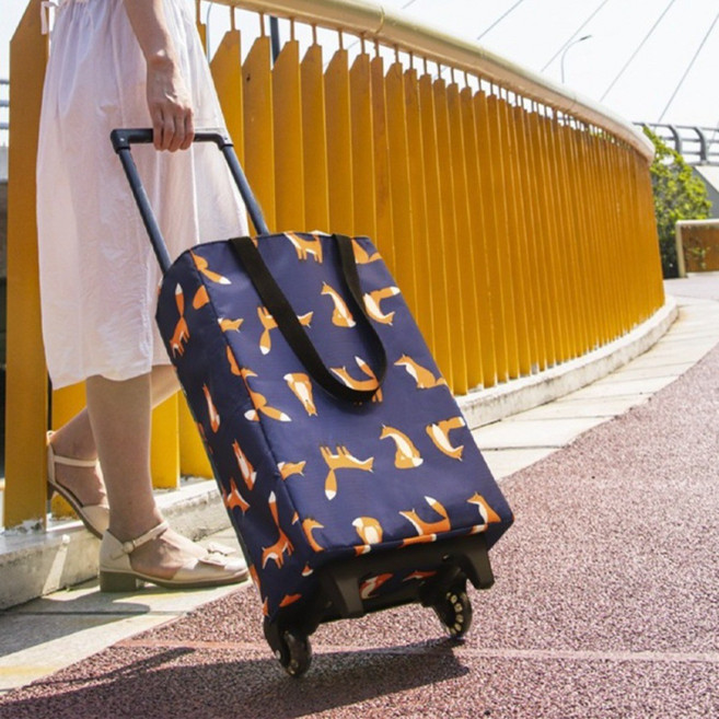 마벨인홈 접이식 장바구니 손잡이 캐리어 대용량 바퀴 쇼핑카트, 1개, 네이비 폭스