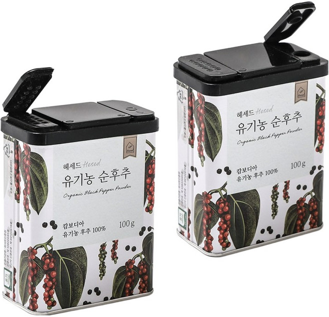 순후추 유기농 흑 후추 가루, 100g, 2개