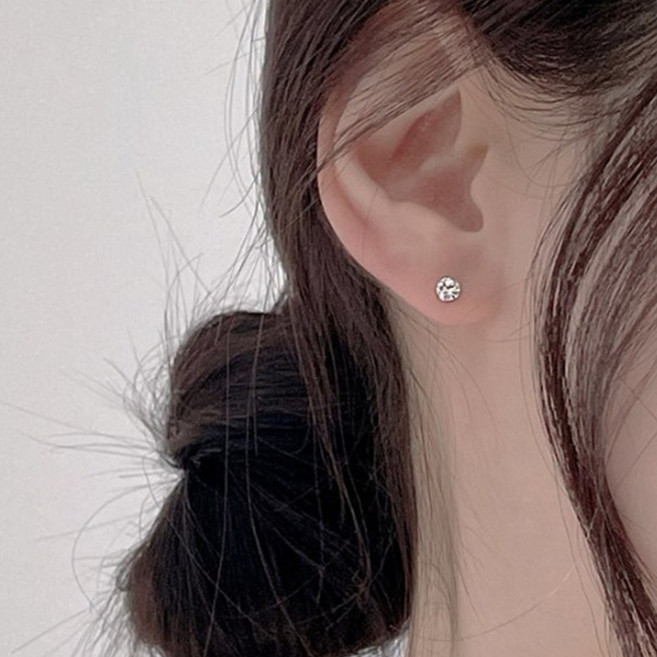 [silver 925] Snow white 데일리 실버 큐빅 귀걸이 (4size)