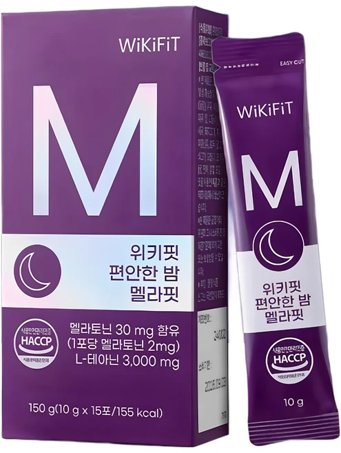 위키핏 편안한 밤 멜라핏 액상형 천연 식물성 멜라토닌 2mg 함유 10 000mg 15포, 75개, 10g - 쿠팡