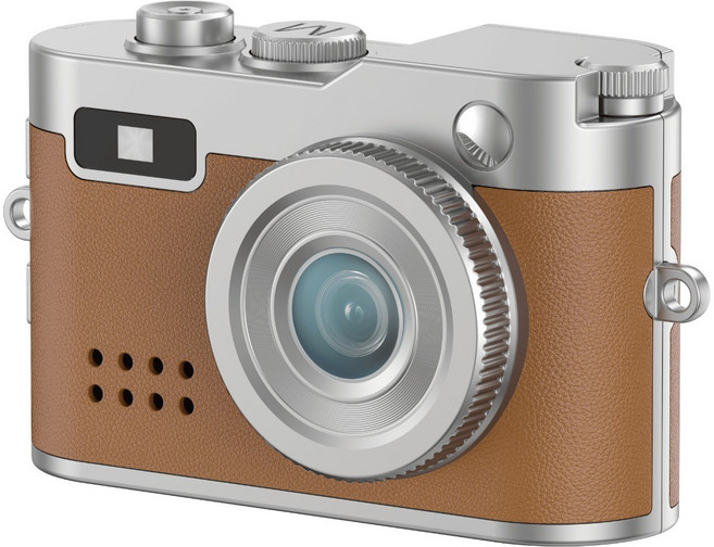 디얼 초미니 키링캠 빈티지 디카 미니 카메라, 카멜(본품+8GB SD카드+C TO C케이블)