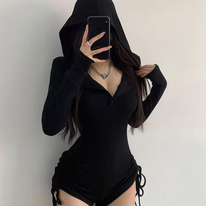 히또리 X4275 양사이드 조절 스트링 글램 후드 점프수트