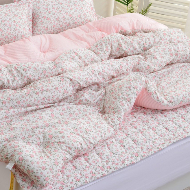 국산 리빙캐슬 로사가든 마이크로모달 차렵이불 + 패드 세트