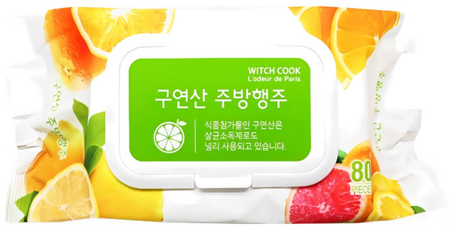 위치쿡 세균싹 구연산 물티슈 주방행주 80매, 80개입, 6개