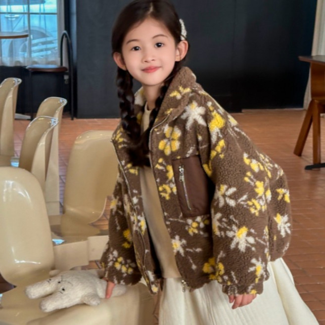 하와즈 아동용 양털 집업점퍼 세련된 패턴 뽀글이 국민점퍼