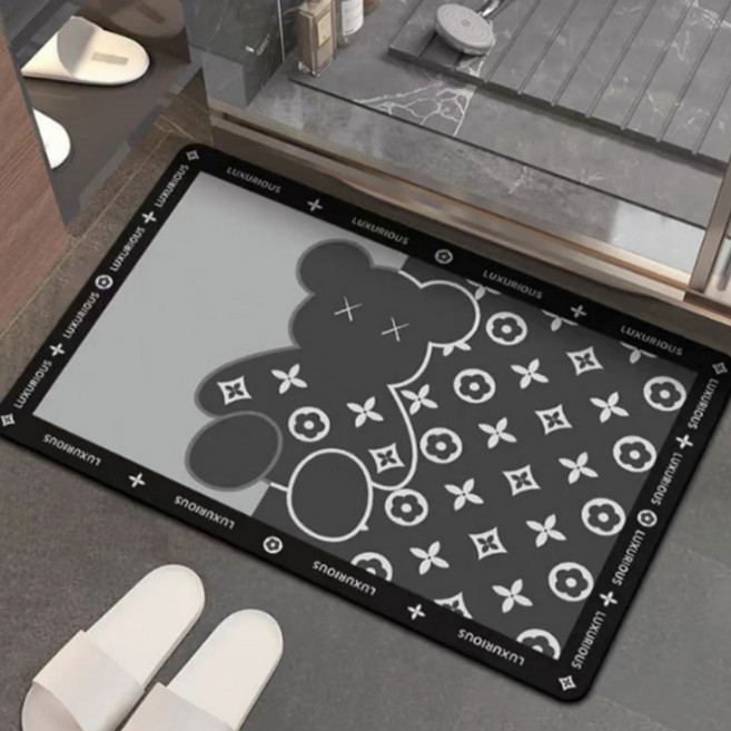 디아망 곰돌이 규조토 빨아쓰는 주방 현관 욕실 논슬립 소프트 발매트 매트, 빅베어, 1개