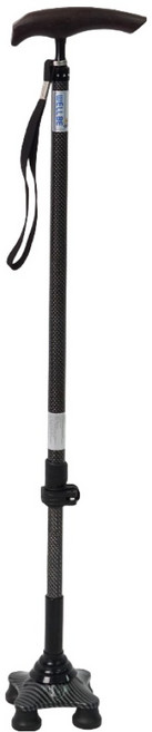 진산 웰비 고급형 네발 카본 초경량 4발 지팡이 사발 미니 길이 조절 어르신 WB-613S, 1개, 카본 실버