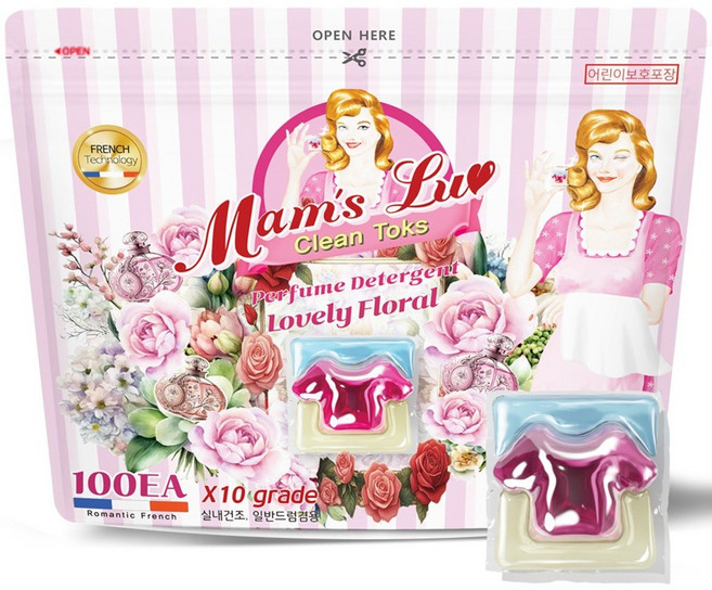 맘스럽 클린톡스 10배고농축 국내산기술력 특대용량 캡슐세제 프로방스 실내건조형 프리미엄 프랑스고급향수 타입, 1개, 100개입