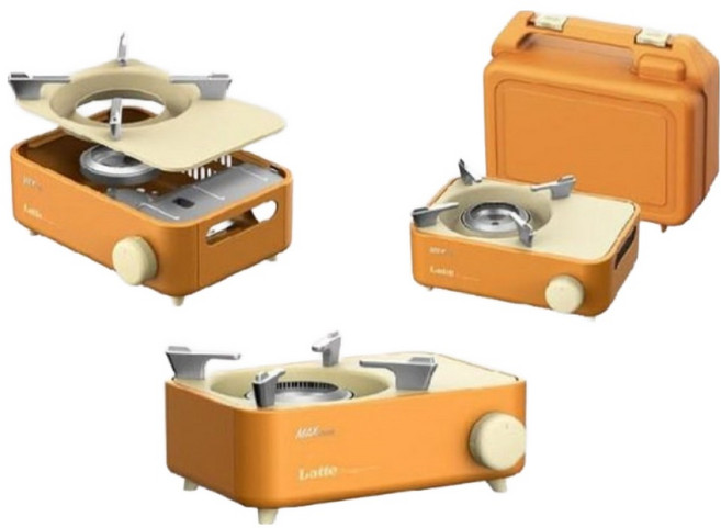 맥스 라떼 휴대용 미니버너 미니가스렌지 스토브 감성캠핑 오렌지/ 초코 색상선택, 1개