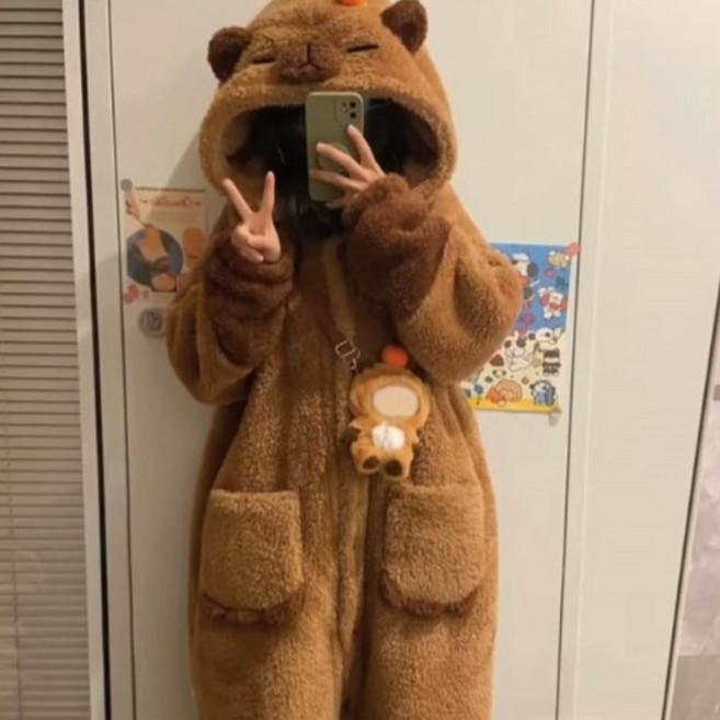 카피바라 잠옷 후드 캐릭터 파자마