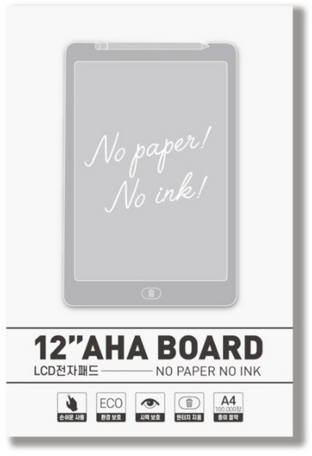 아하코리아 LCD 전자패드 노트 메모 패드 전자칠판 12인치, 핑크(단색)