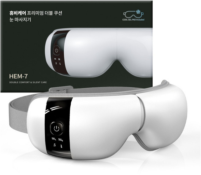 휴비딕 프리미엄 더블 쿠션 무선 온열 눈마사지기, 화이트, HEM-7