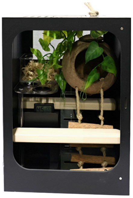 빌드몬스터 도마뱀 파충류 크레스티드게코 사육장 화이트 블랙 세트 25x25x35(cm), 1개, 블랙 B타입세트